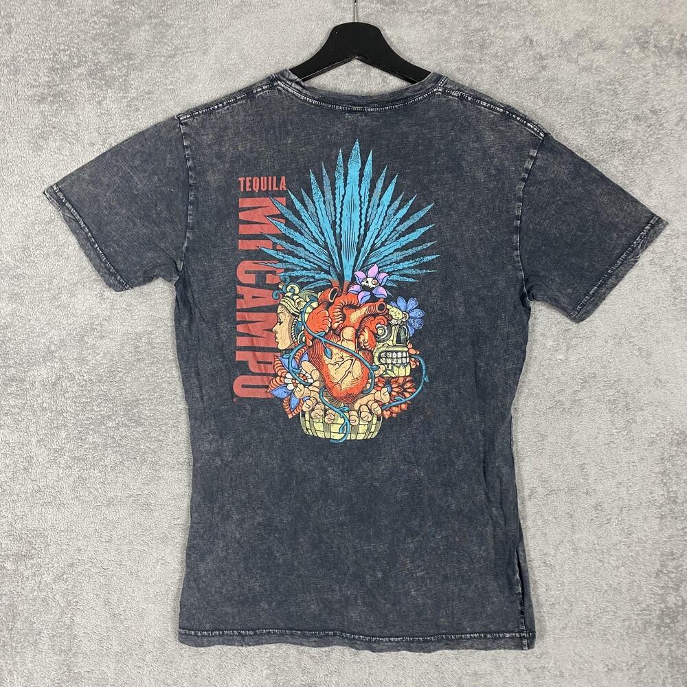 Mi Campo Tequila Shirt Mens Medium Black Graphic Agave Art Distressed Tee